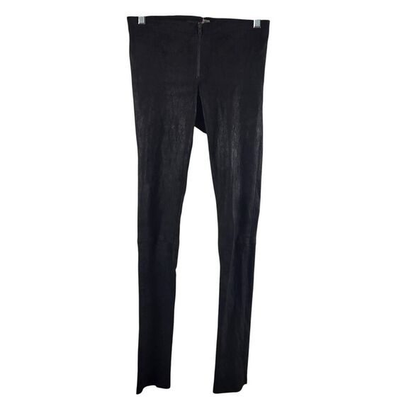 Alice + Olivia Black Suede Leather Skinny Leg Pants Exposed Zip Designer Size 2 - Picture 7 of 14